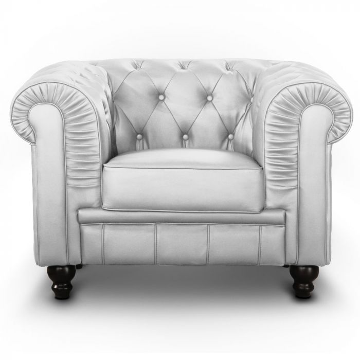 Couch Chesterfield Leder Silber - Grand Fauteuil ...