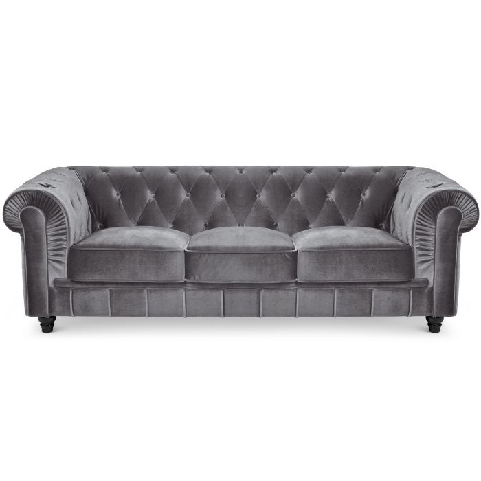 Couch Chesterfield Leder Silber - Vermietung Sofa ...