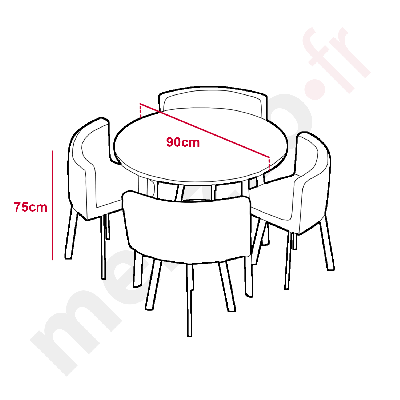Riga Tischgruppe mit rundem Tisch und vier Stühlen, Dunkle Eiche und