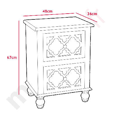 Memory Nachttisch mit 2 Schublade, Patiniertes Holz und kleine Spiegel