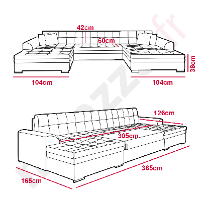 Vento Ausziehbares Ecksofa mit Kunstlederbezug Weiß